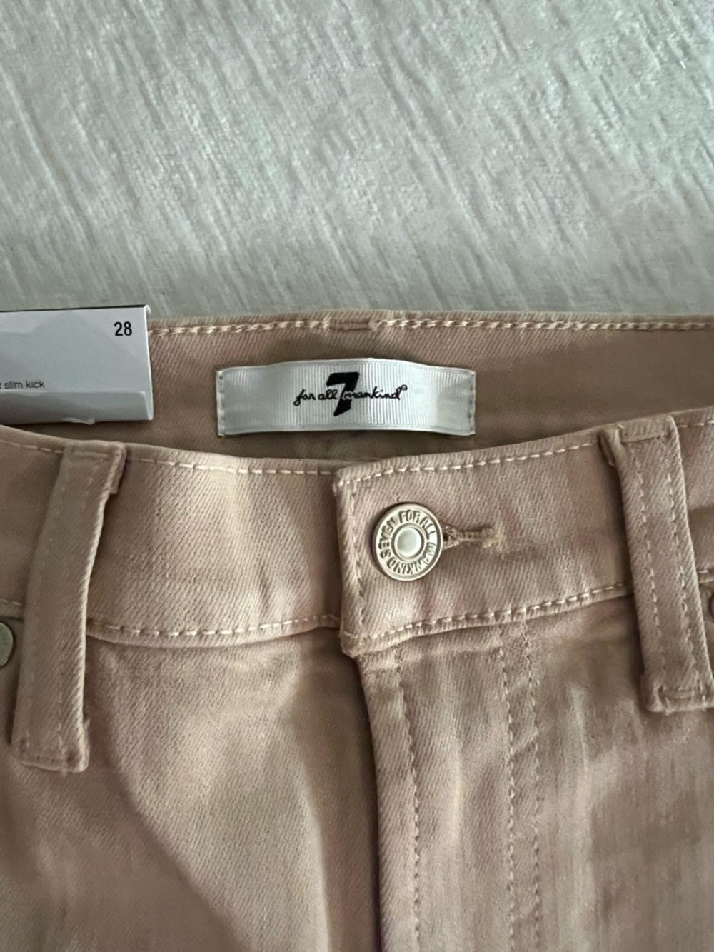 7 For All Mankind Women's Light Beige High-Rise Slim Jeans